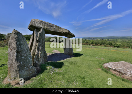 Pentre Ifan chambre funéraire, Pembrokeshire Wales megalitic cromlech monument ancien Banque D'Images