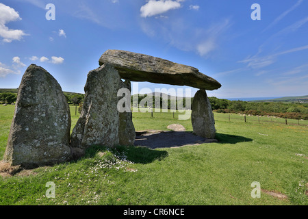 Pentre Ifan chambre funéraire, Pembrokeshire Wales megalitic cromlech monument ancien Banque D'Images