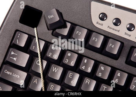 Clavier de l'ordinateur avec la touche Échap et corde Banque D'Images