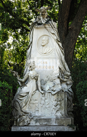 Tombe de Carl Joseph Milloecker, compositeur autrichien d'opérettes, 1842-1899, Zentralfriedhof, cimetière central, porte 2 Banque D'Images