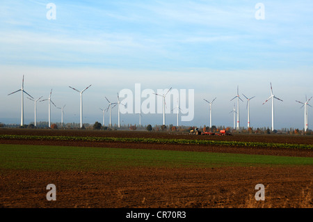 Éoliennes dans Eisenberg, Saxe-Anhalt, Allemagne, Europe Banque D'Images