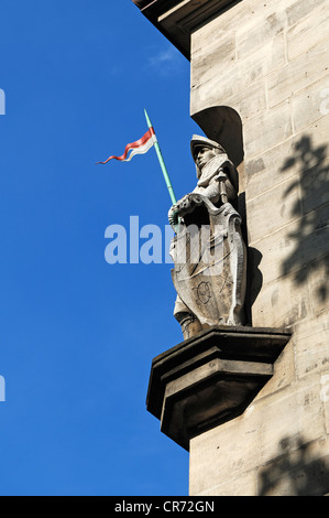 Sculpture sur le chevalier Ansbacher House, construit en 1898, siège de la fraternité, Onoldia Corps Nuernberger Strasse 8 Banque D'Images