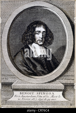 Spinoza, Baruch (Benedictus) de, 24.11.1632 - 21.2.1677, portrait, philosophe néerlandais, français gravure sur cuivre, 18e siècle, collection privée, , n'a pas d'auteur de l'artiste pour être effacé Banque D'Images