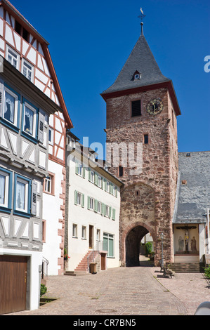 Marktplatz place avec l'église Marktkirche, Hirschhorn, Neckartal Odenwald, Hesse, Germany, Europe Banque D'Images