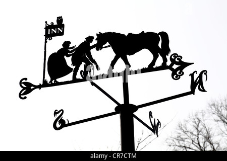 Weathervane d'une série représentant Robert Burns poème Tam O' Shanter sur le chemin du poète au Musée du lieu de naissance, Alloway, Écosse, Royaume-Uni Banque D'Images