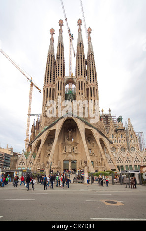 Façade de la Passion, église de la Sagrada Familia, Temple Expiatori de la Sagrada Família, Antoni Gaudi, site du patrimoine mondial de l'UNESCO Banque D'Images