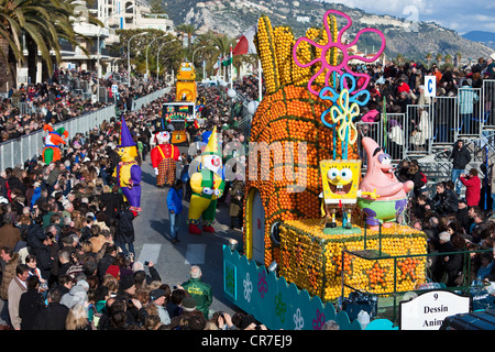 France, Alpes Maritimes, Menton, Fete du Citron 2010, le défilé ou Corso, le thème du festival est Menton Banque D'Images