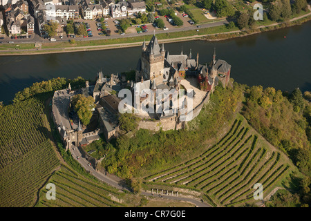 Vue aérienne, Cochem château impérial, Moselle, Cochem, Eifel, Rhénanie-Palatinat, Allemagne, Europe Banque D'Images