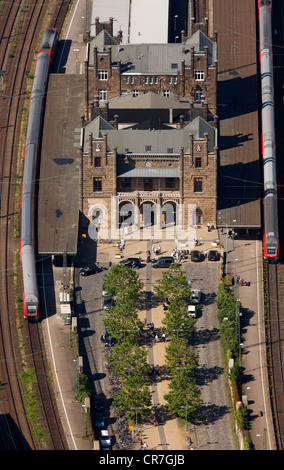 Vue aérienne de la gare historique, Minden, Minden-Luebbecke, Nordrhein-Westfalen, Germany, Europe Banque D'Images