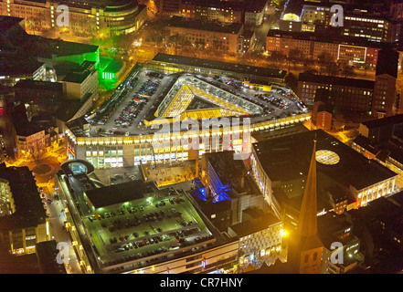 Vue aérienne, vue de nuit, ThierGalerie, Thier-Galerie, centre commercial, centre-ville, de la CEE, Dortmund, Ruhr Banque D'Images