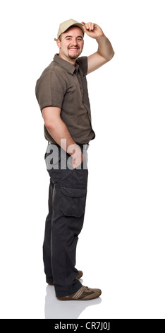 Portrait de jeune homme isolé sur fond blanc Banque D'Images