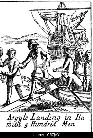 Campbell, Archibald, 1er marquis d'Argyll, 1607 - 27.5.1661, homme politique écossais, de l'atterrissage à Ávila avec 500 hommes, gravure sur cuivre, contemporain de l'artiste n'a pas d'auteur pour être effacé Banque D'Images