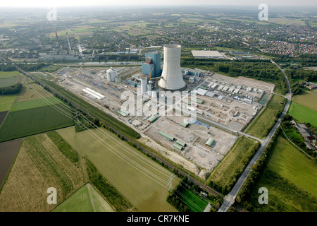 Vue aérienne, Datteln 4, E.ON power plant en construction, Datteln, Ruhr, Rhénanie du Nord-Westphalie Banque D'Images