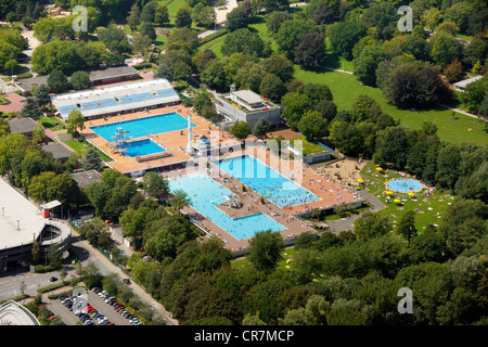 Vue aérienne, piscine extérieure, piscine, Grugabad ville Essen, Ruhr, Nordrhein-Westfalen, Germany, Europe Banque D'Images