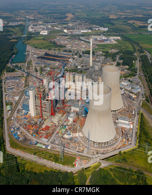 Vue aérienne, disque centrale à charbon, Kraftwerk Westfalen power plant, RWE Power, Uentrop, Ruhr Banque D'Images