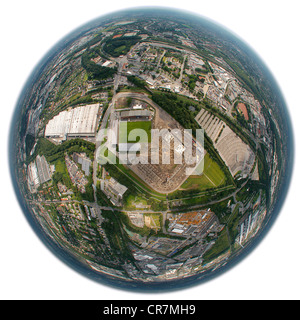 Vue aérienne, fisheye shot, Georg Melches Stadium, Essen, Ruhr, Nordrhein-Westfalen, Germany, Europe Banque D'Images