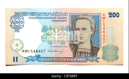 Billet historique, 200 hryvnia Ukrainien Banque D'Images