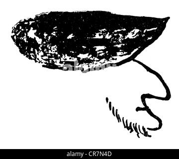 Wagner, Richard, 22.5.1813 - 13.2.1883, compositeur allemand, profil, caricature, par le professeur Höcker, dessin, à partir de l'article de l'association d'artistes de Munich 'allotria', 19ème siècle, Banque D'Images