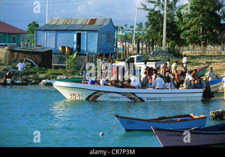 République dominicaine, Péninsule de Samana, le Parc national del Este, Bayahibe, au départ de l'excursion à l'île de Saona Banque D'Images