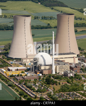 Vue aérienne, Grohnde centrale nucléaire, Hamelin-pyrmont, Basse-Saxe, Allemagne, Europe Banque D'Images