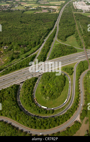 Vue aérienne, Bottrop, autoroute A2 et A32 autoroute, Friesenspiess d'autoroute, Bottrop, Ruhr Banque D'Images