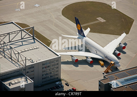 Vue Aérienne, Aéroport Hamburg-Finkenwerder, Hambourg, Allemagne, Europe Banque D'Images