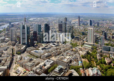 Vue aérienne, quartier financier, Frankfurt am Main, Hesse, Germany, Europe Banque D'Images