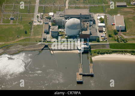 Vue aérienne, Stade Nuclear Power Plant, KKS centrale nucléaire, Basse-Saxe, Allemagne, Europe Banque D'Images