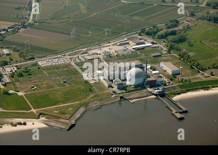 Vue aérienne, Stade Nuclear Power Plant, KKS centrale nucléaire, Basse-Saxe, Allemagne, Europe Banque D'Images