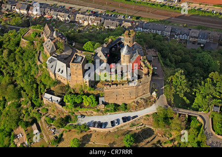 Vue aérienne, de l'hôtel Burghotel Auf Schoenburg, château, Sankt Goar-Oberwesel, Rhénanie-Palatinat, Allemagne, Europe Banque D'Images