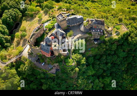 Vue aérienne, de l'hôtel Burghotel Auf Schoenburg, château, Sankt Goar-Oberwesel, Rhénanie-Palatinat, Allemagne, Europe Banque D'Images