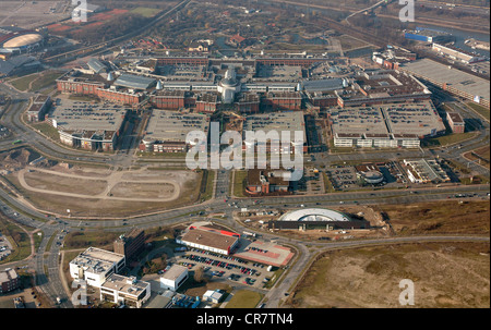 Vue aérienne, l'extension du centre commercial Centro Oberhausen, C et O extensions, zone d'entrée, de nouveaux jeux électroniques au Centro Banque D'Images