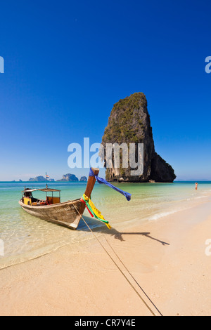 La Thaïlande, la province de Krabi, Railay, la Hat Tham Phra Nang Beach Banque D'Images