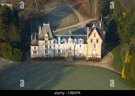 France, Basse-Normandie, Calvados (14), Commune de Pont-Bellanger, le chÃ¢teau (vue aÃ©rienne) Banque D'Images