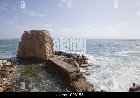 Détérioration de la forteresse historique murs à Acre, Israël Banque D'Images