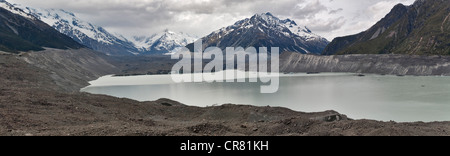 Le lac glaciaire du glacier Tasman, Mount Cook Village, Alpes de Nouvelle-Zélande, île du Sud, Nouvelle-Zélande Banque D'Images