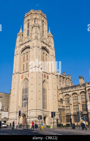 L'Édifice commémoratif de testaments Testaments, Memorial Tower, bâtiment néo-gothique par Sir George Oatley, Université de Bristol, Queen's Road Banque D'Images