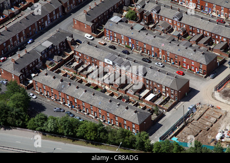 Vue aérienne de l'habitation mitoyenne en Oldham Banque D'Images