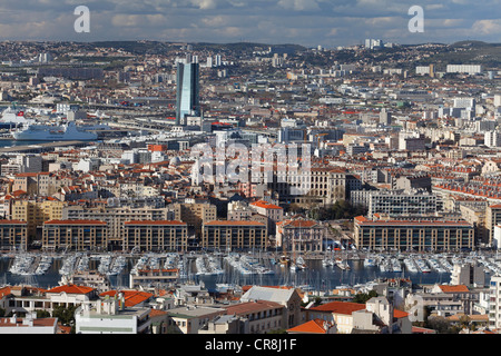 France, Bouches du Rhône, Marseille, capitale européenne de la culture 2013, CMA CGM Tower de l'architecte Zaha Hadid vue depuis notre Banque D'Images