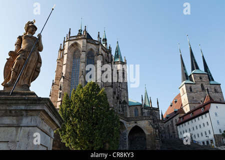 Dom Saint Marien, Cathédrale d'Erfurt, église Saint Severi, Entreprise, Erfurt, Thuringe, Allemagne, Europe Banque D'Images