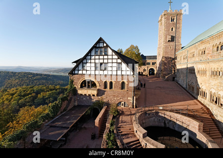 Château de Wartburg près d'Eisenach, Thueringer Wald, Thuringe, Allemagne, Europe Banque D'Images