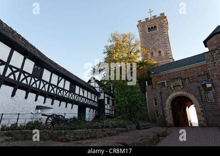 L'ward avec donjon, château de Wartburg près d'Eisenach, Thueringer Wald, Thuringe, Allemagne, Europe Banque D'Images