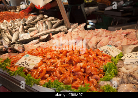 Le poisson pour la vente au marché du Rialto, Venise, Italie Banque D'Images