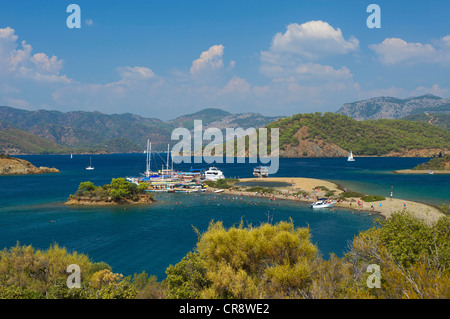 La plage de Calis, l'Île, excursions sur l'île 12 Adlar, Fethiye, Turquie, Côte égéenne turque Banque D'Images