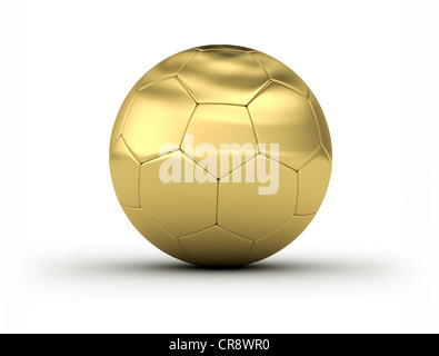 Ballon de soccer d'or sur fond blanc Banque D'Images