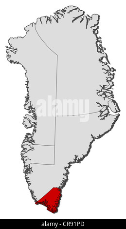 Carte politique de l'Autriche avec les plusieurs municipalités où Kujalleq est mis en évidence. Banque D'Images