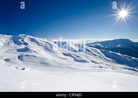 Vue du Mt Morgenrast Unterreinswald Boscorvia ou ci-dessus, ou vallée Sarntal, Reinswald Sarentino ou ski San Martino Banque D'Images