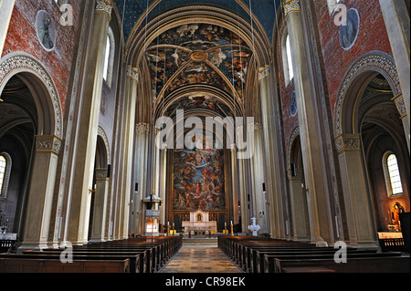 L'Église Ludwigskirche, Saint Louis, nef, Munich, Bavaria, Germany, Europe Banque D'Images