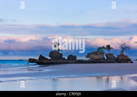 Plage sur l'île de Boracay, Boracay Island, province d'Aklan, Philippines Banque D'Images