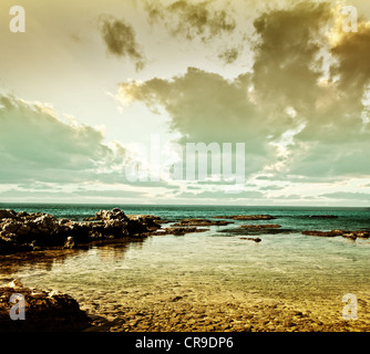 Paysage magnifique, la mer grunge sur la mer paisible, calme, l'eau de l'océan, plage d'été nature background Banque D'Images